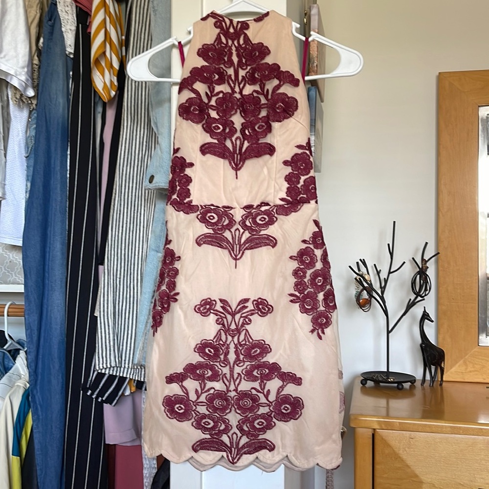 Very cute cream and Burgundy dress!